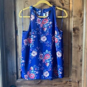 Blue and pink/blush floral tank